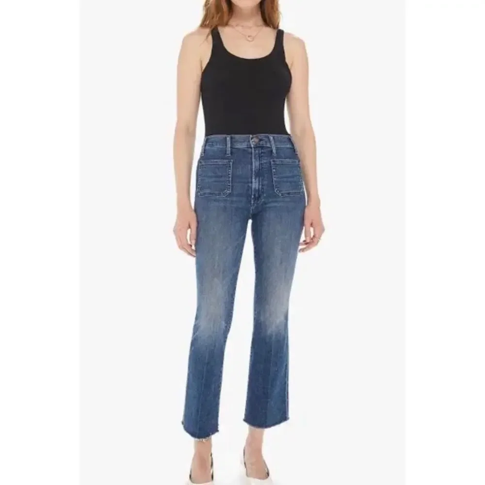 Mother The Hustler Patch Pocket Ankle Fray Jeans Sz 27 - Picture 1 of 12